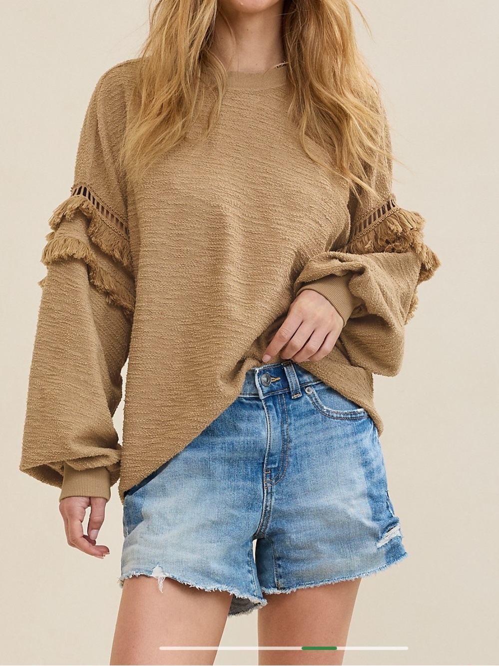 aerie Textured Oversized Crew Sweatshirt Sz Small